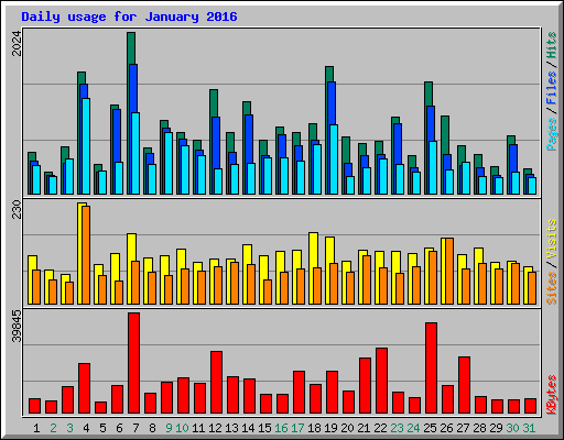 Daily usage for January 2016