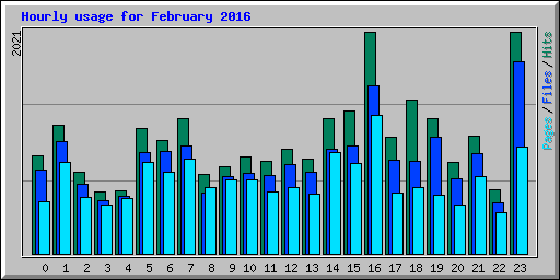 Hourly usage for February 2016