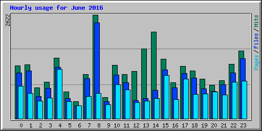 Hourly usage for June 2016
